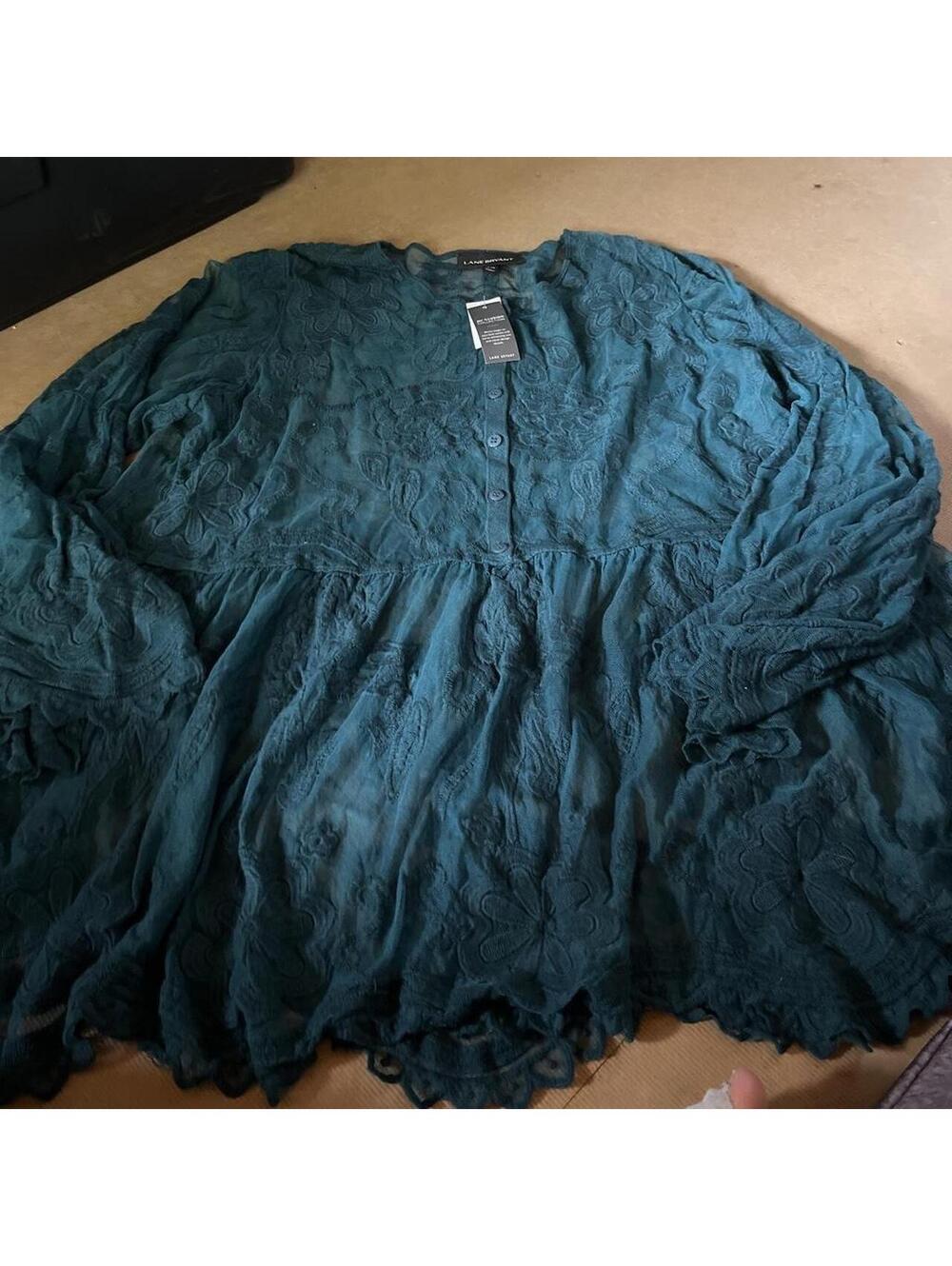 Lane Bryant Women's Green and Blue Blous